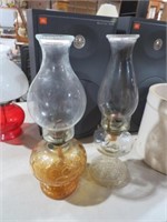PAIR OF VINTAGE GLASS OIL LAMPS