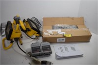 Two Work Lights, Batteries (New) & Wire Shelving