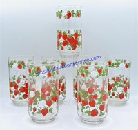 Set of (7) Libbey Strawberry Drinking Glasses