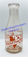 Glass 1 Quart Brunskill Dairy Farm Milk Bottle
