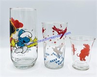 1982 Smurfs, Airplane & Elephant Glasses