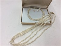 14kt Seed Pearl Triple Strand 18" Necklace,