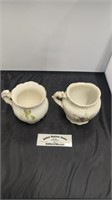 Antique Ceramic Floral Pottery Set of 2