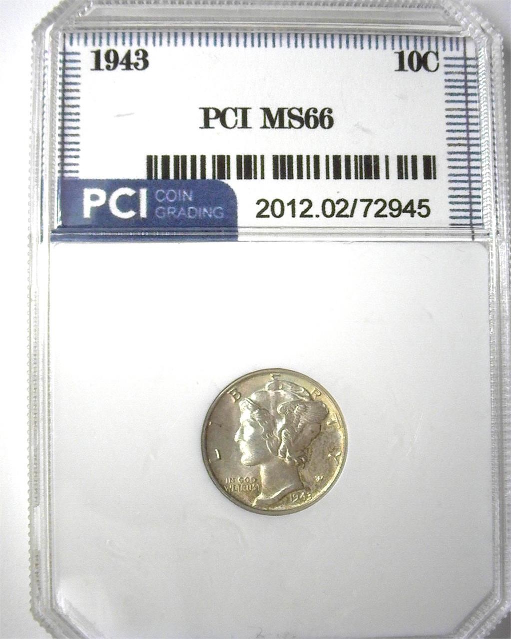 1943 Dime PCI MS66