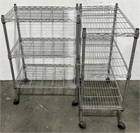 (2) 3 Tier Metal Wire Rolling Carts