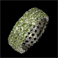 Natural Round Peridot Eternity Ring