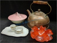 Decor China bowl teapot glass