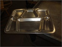 4 - STAINLESS STEEL SCHOOL LUNCH TRAYS