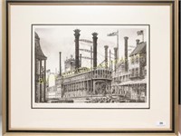 1977 framed artist signed lithograph; ships