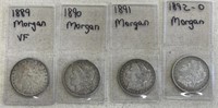 1889;1890;1891 & 1892-O US Morgan Silver Dollars