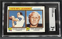 1979 Topps Staubach/Bradshaw Passing Leaders SGC 7