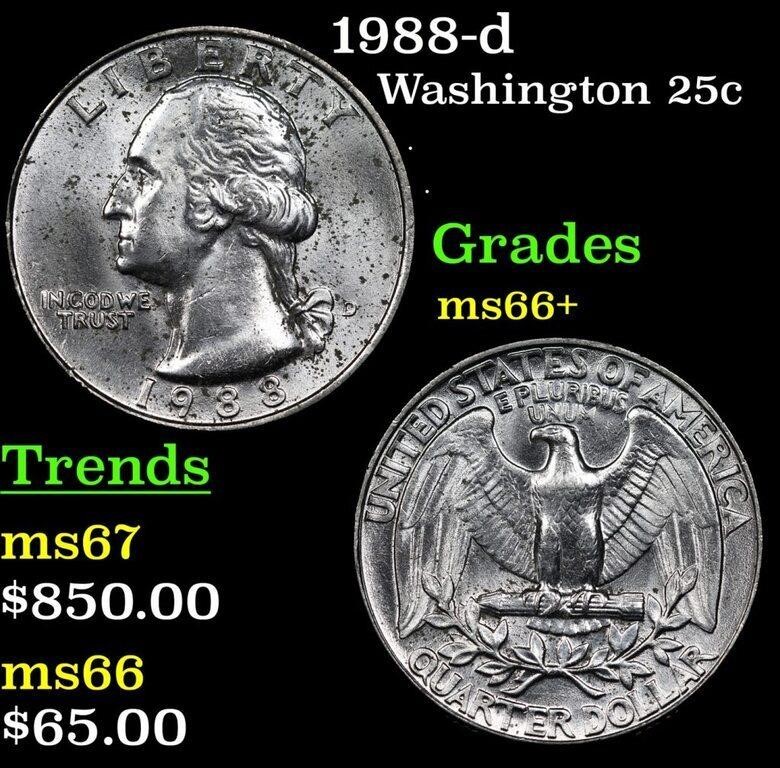 1988-d Washington Quarter 25c Grades GEM++ Unc