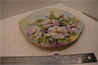 "Pink Poppies" Plate 24K Gold Rim, Handpainted by