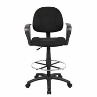 BOSS DRAFTING STOOL W/ ARMS BLACK OFFICE CHAIR