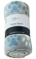 Gray Paw Fleece Throw Blanket 50" x 60" A5