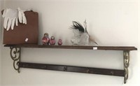 30” Shelf, Nesting Dolls, Bell And Assorted Items