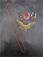Brooch, Pendant, Chain, Costume Jewelry