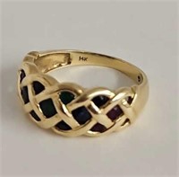 14k gold emerald and ruby ring