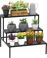 3-Tier Metal Plant Stand, Indoor/Outdoor, Black