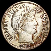 1905-S Barber Dime CHOICE AU