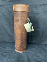 Antique thermos in leather case