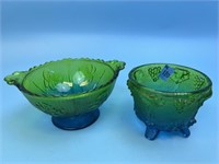 2 pc. Vintage Blue to Green Glass Items