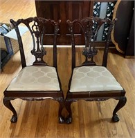 Pair of Chippendale Side Chairs #3 Solid Mahogany
