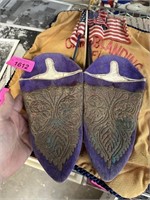 WWII ERA MOROCCAN EMBROIDERED SHOES WOOD SOLES