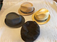 3 Fedora Hats and Twill Hat
