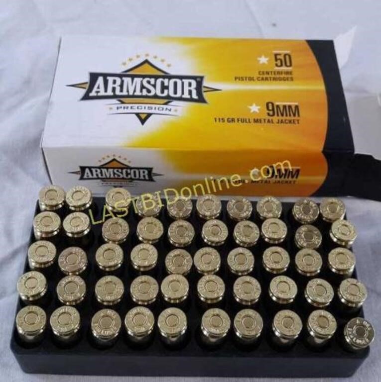 50 Rounds Armscor 9mm 115 gr FMJ Ammo