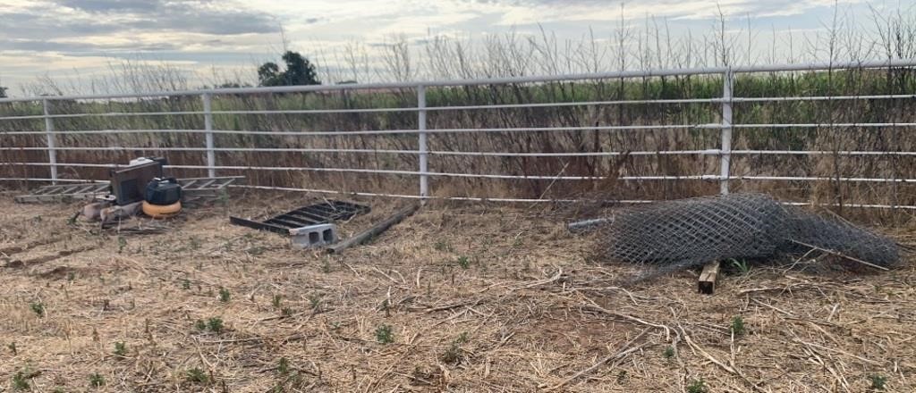 Air Compressor and Chain Link Fence