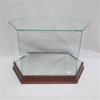 Display Case - Mirrored - Wood Base W/Glass