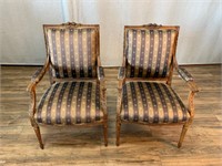 Pair Antique Carved Arm Chairs