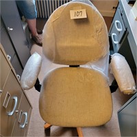 Tan Fabric Covered Office Chair- Worn Hard
