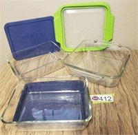 (3) SQ BAKING DISHES W/ LIDS