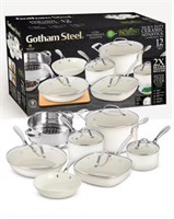 Gotham Steel Pots & Pans Set 12 Pcs  Large  White