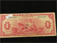 1942 Curacao Een Gulden Wettif Betaalmiddel Note