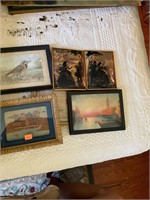 Vintage Wall Hanging Lot with Silhouettes