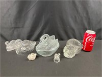Assortment of Swan Glass and Plastic