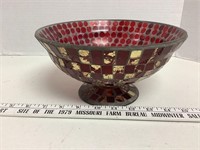 red glass mosaic bowl 9 in