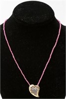 14K Gold & Diamond Heart Pendant & Ruby Necklace