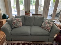 Hickory Seafoam Couch with Decorative Pillows