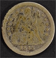 1845-O SEATED LIBERTY DIME FINE, SOME PROBLEMS