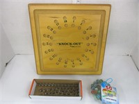 Vintage wooden Knock-out Board game and marbles