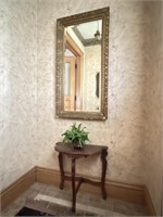 Beveled Wall Mirror, Wood Stand