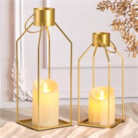 2PCS 12/15''Gold Metal Lanterns DecorativeNo Glass