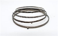 (4) STERLING ETCHED BANGLES