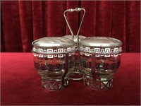 Vintage 3 Dish Condiment Set w/ Stand