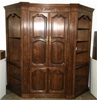 Carved Wood Wall Unit with Shelves