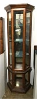 Lighted Mirrored Back Curio Cabinet with Glass